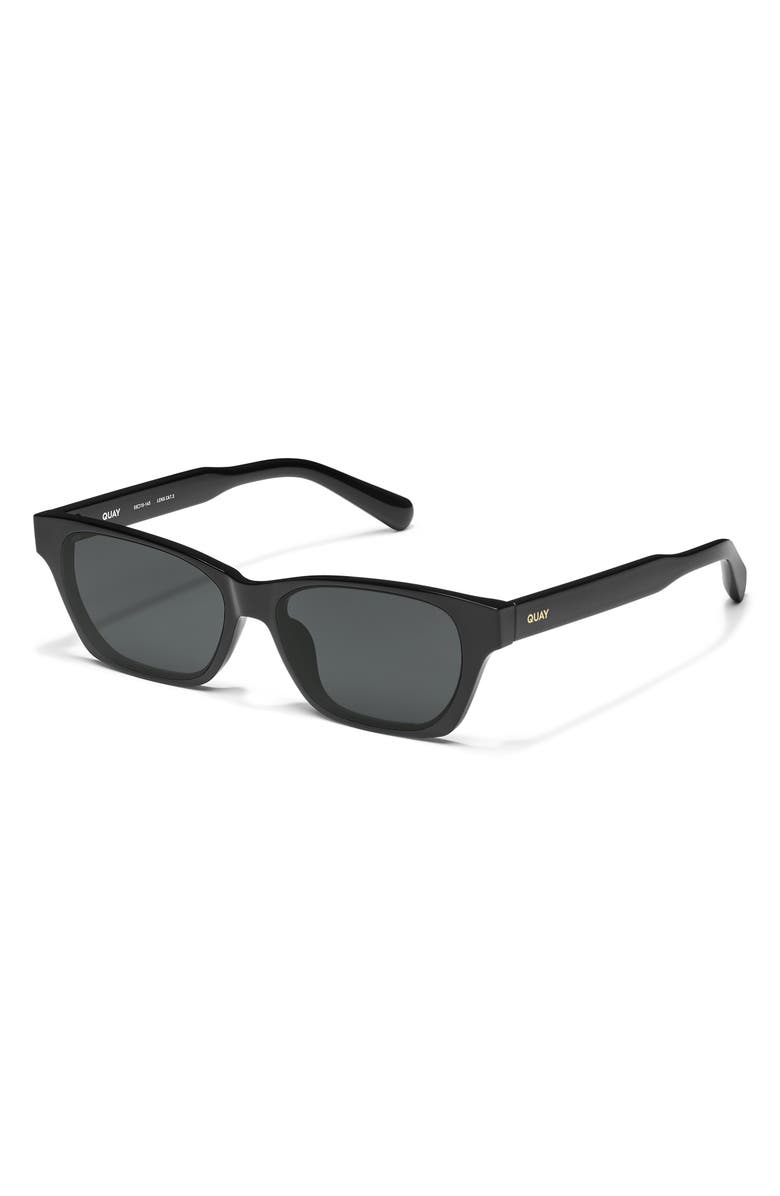 QUAY In the City 55mm Polarized Square Sunglasses, Alternate, color, Black/ Smoke Polarized