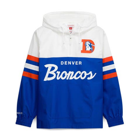 Men's Mitchell & Ness  Royal Denver Broncos Head Coach Anorak Quarter-Zip Windbreaker Jacket