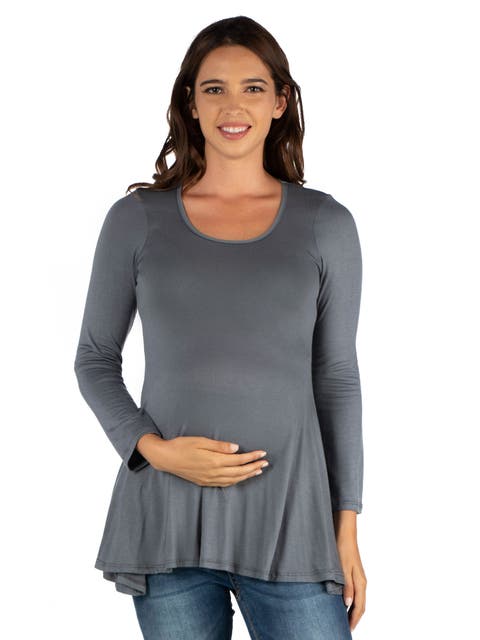 Maternity Long Sleeve Swing Style Flared Tunic Top