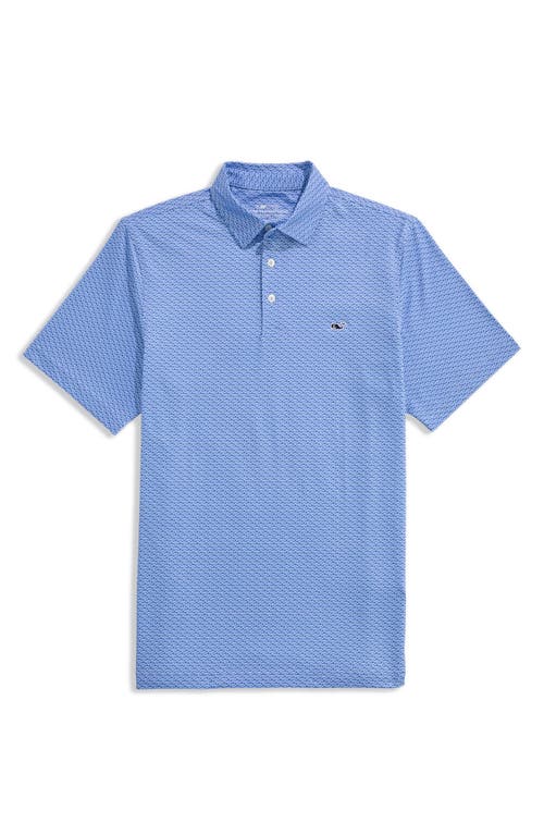 Vineyard Vines Fish Print Sankaty Performance Polo In Blue