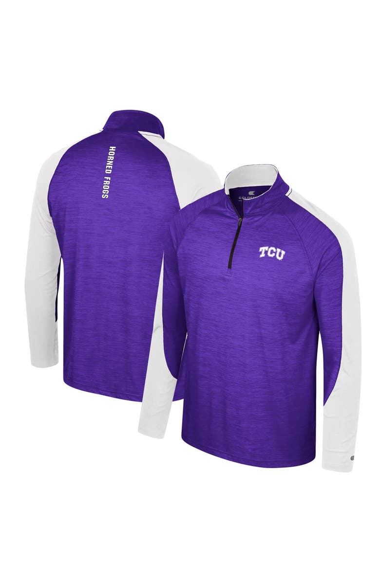 COLOSSEUM Men's Colosseum Purple TCU Horned Frogs Langmore Raglan Quarter-Zip Top, Alternate, color, Purple