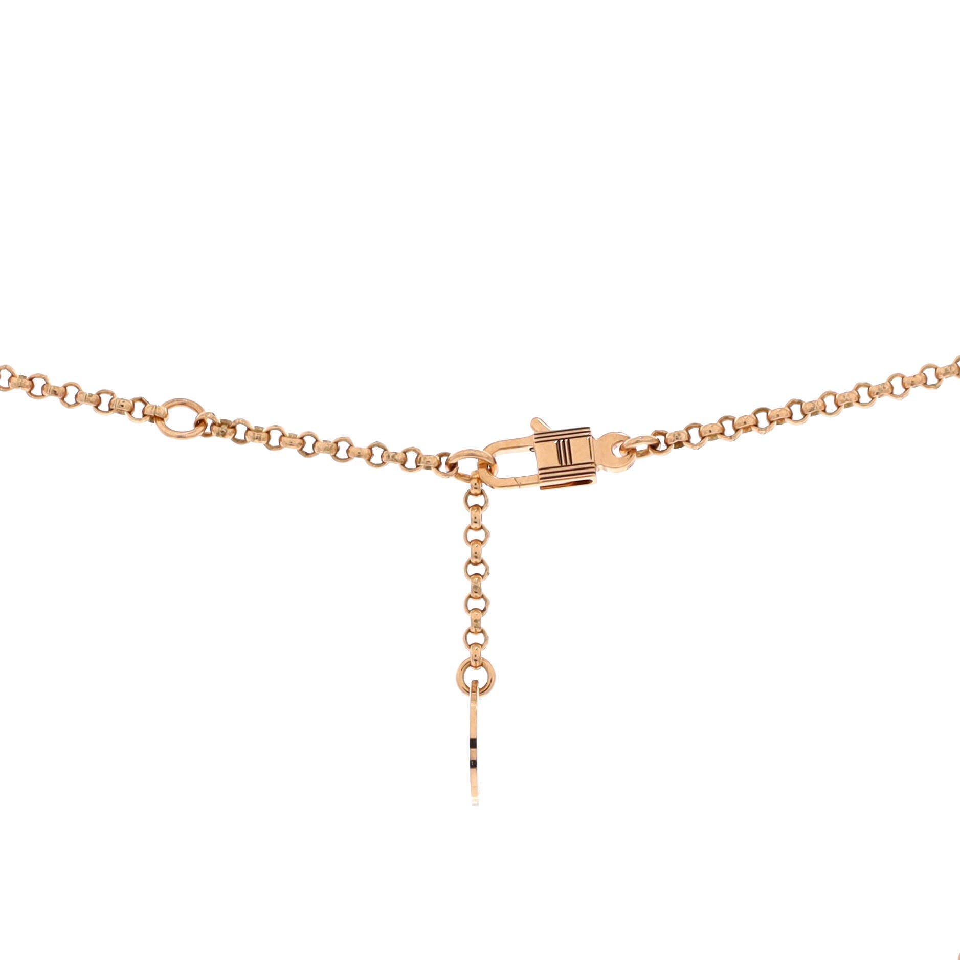 Pre-Owned Hermes Kelly Clochette Pendant Necklace 18K Rose Gold Small, Alternate, color, Rose Gold