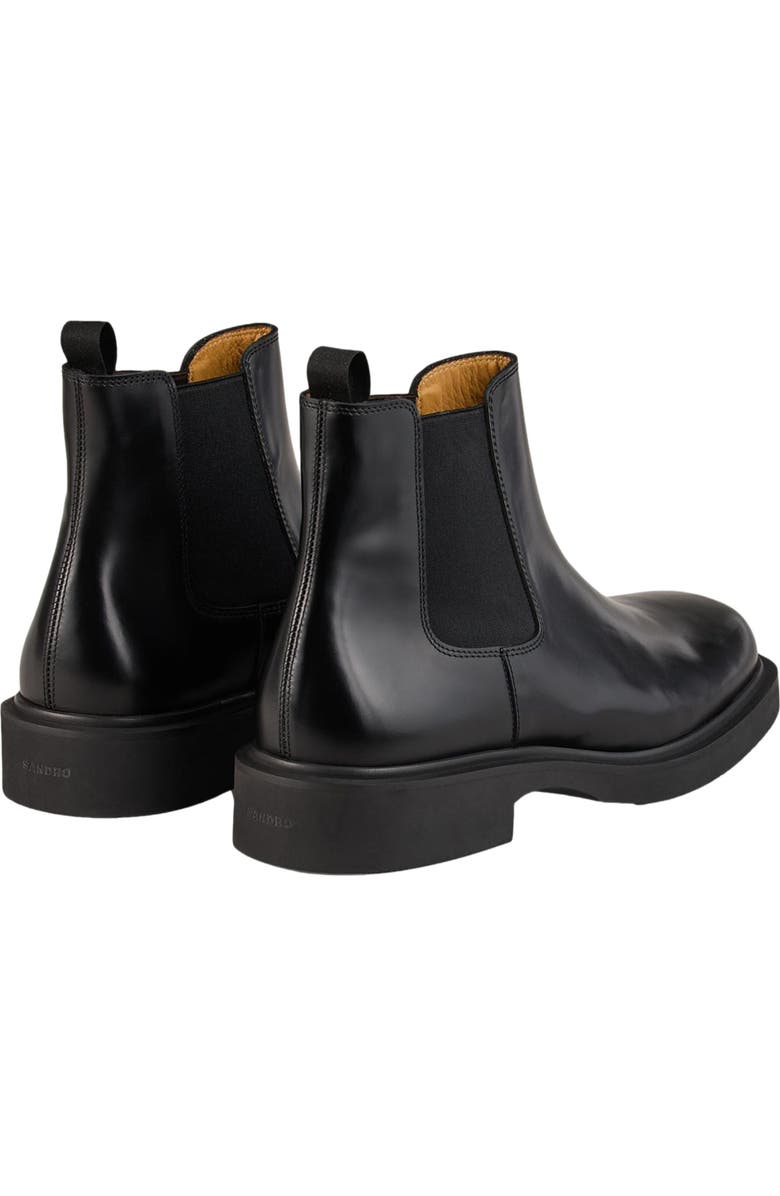 SANDRO Glazed leather Chelsea boots, Alternate, color,