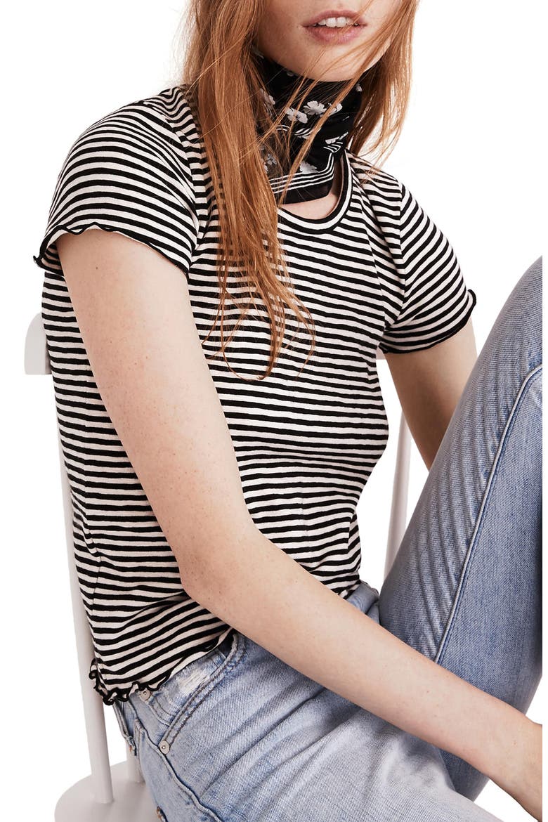 Stripe Baby Tee, Main, color, TRUE BLACK