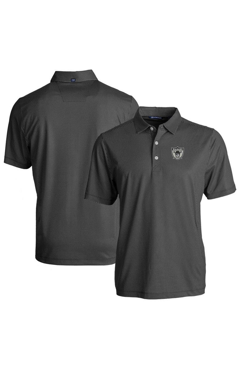 Cutter & Buck Men's Cutter & Buck  Black Las Vegas Raiders Throwback Big & Tall Pike Eco Symmetry Print Stretch Recycled Polo, Main, color, 