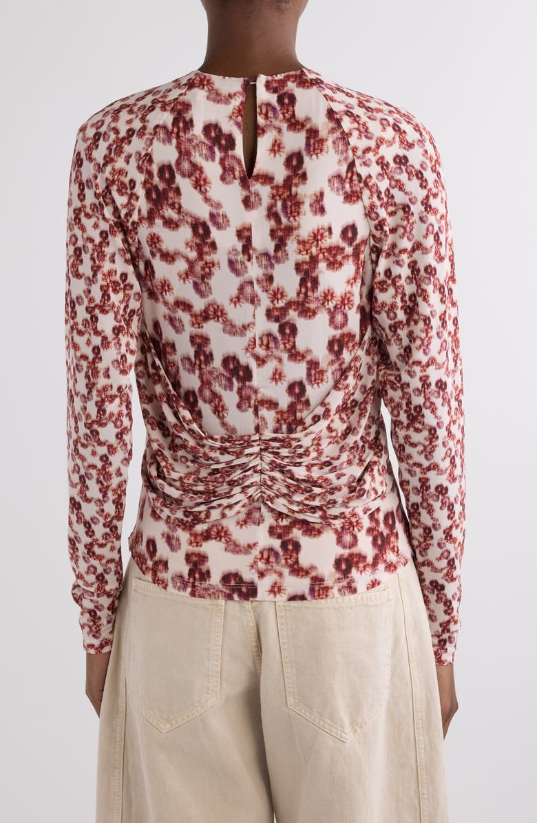 Isabel Marant Gaetane Floral Gathered Jersey Top, Alternate, color, Garnet