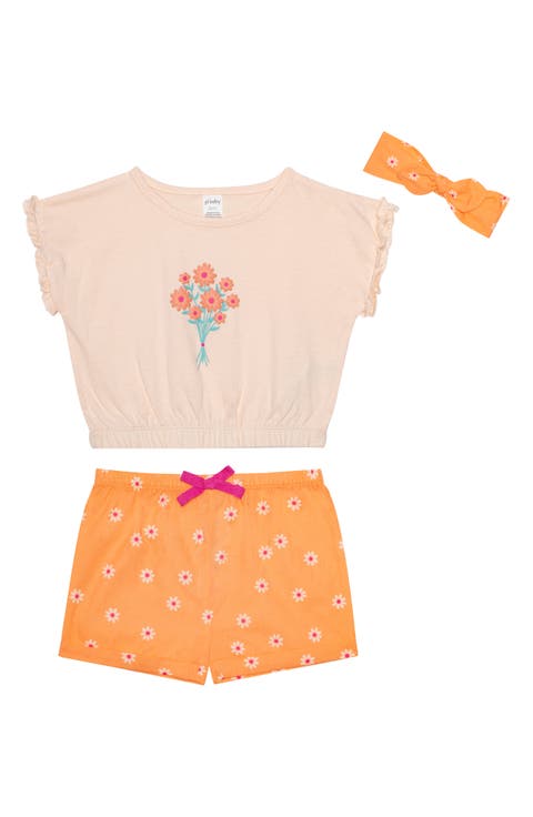 Floral T-Shirt, Shorts & Headband Set (Baby)