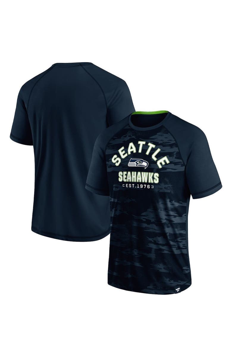 FANATICS Men's Fanatics Branded Navy Seattle Seahawks Hail Mary Raglan T-Shirt, Main, color, 