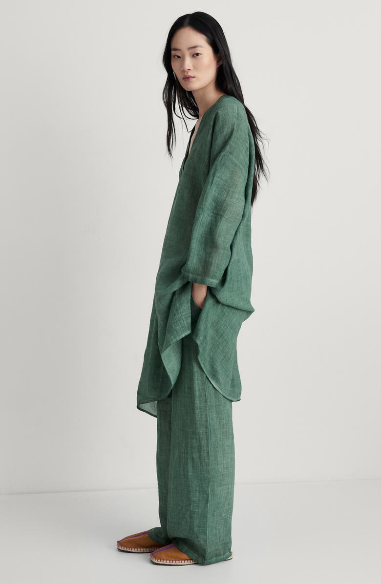 MANGO Overdyed Wide Leg Ramie Pants, Alternate, color, 