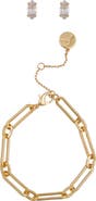 Vince Camuto Paperclip Chain Bracelet & Cubic Zirconia Stud Earrings Gift Set