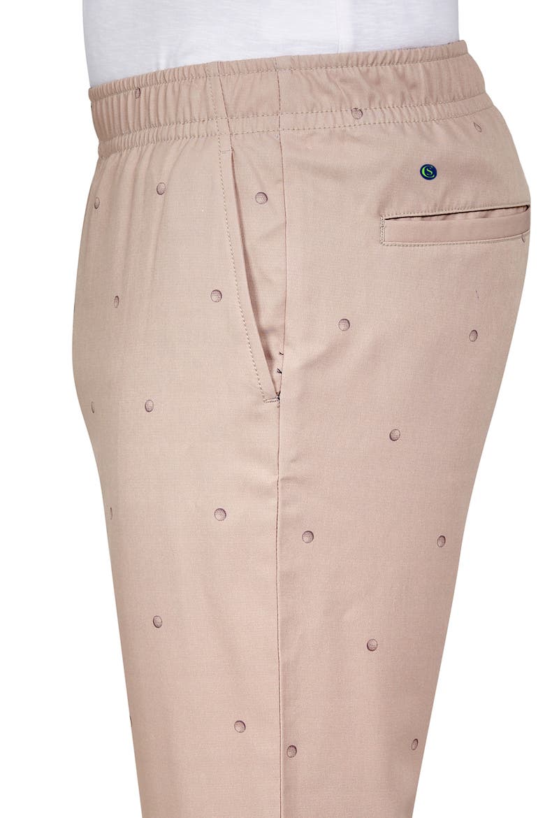 Regular Fit Golf Ball Print Drawstring Recycled Performance Golf Pants, Alternate, color, KHAKI
