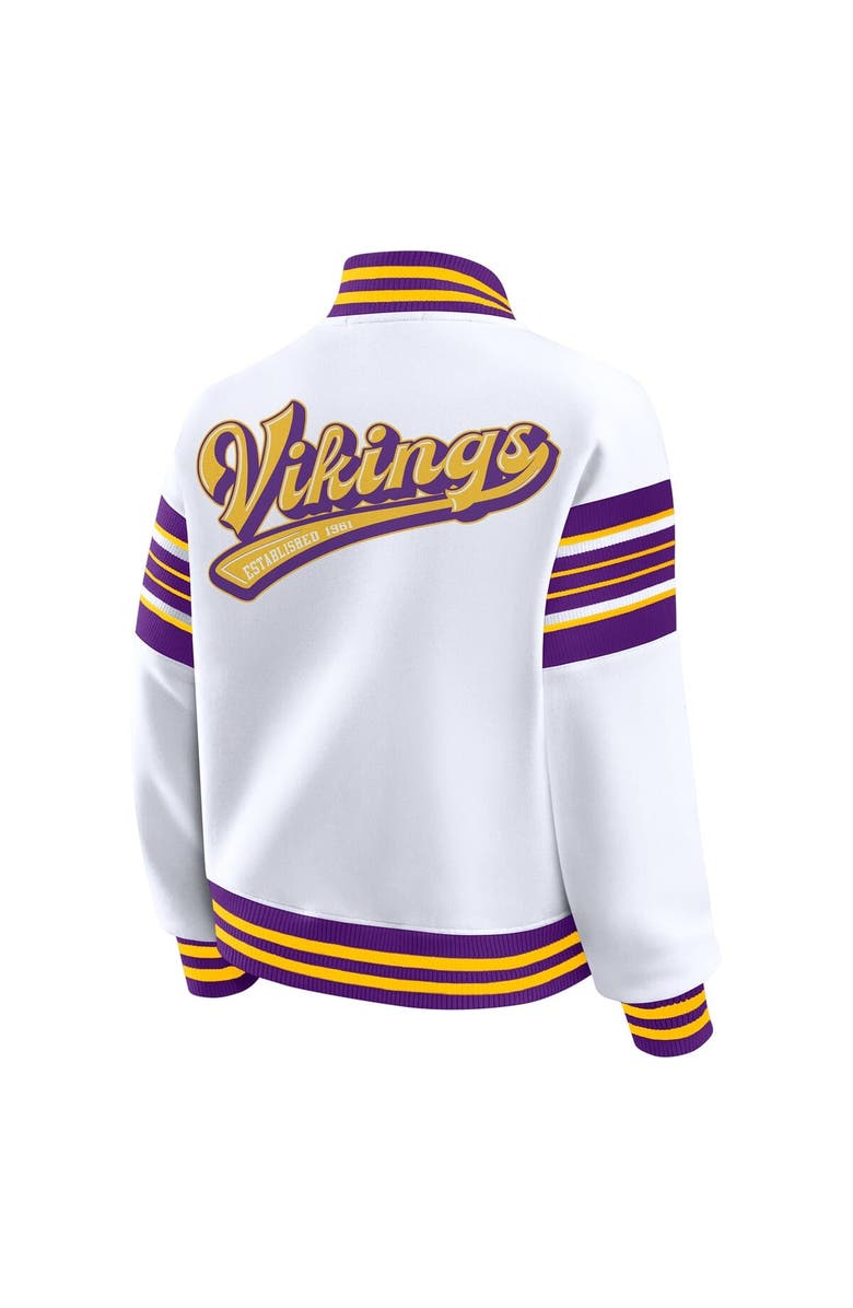 WEAR by Erin Andrews Women's WEAR by Erin Andrews White Minnesota Vikings Full-Snap Fleece Sweatshirt Jacket, Alternate, color, 