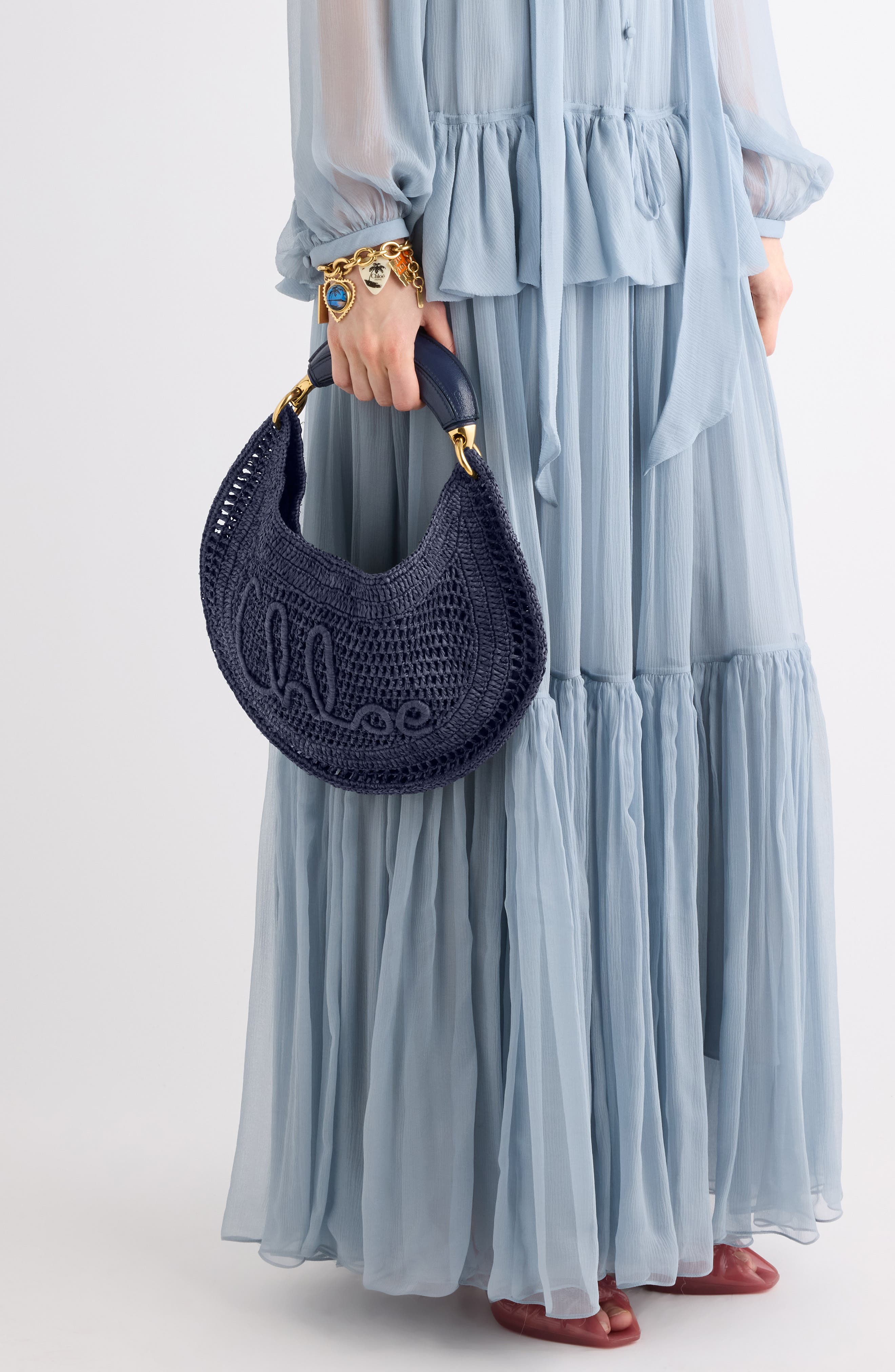 Summer Banana Crochet Raffia Hobo Bag, Alternate, color, PARISIAN NIGHT