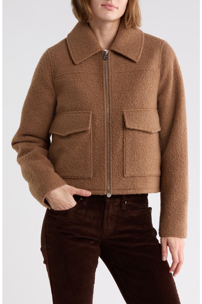 Zip Front Cropped Jacket, Main, color, MOCHA
