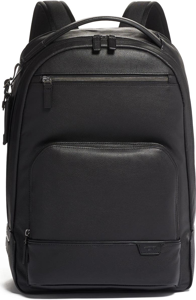 TUMI Harrison Warren Black Leather Backpack, Main, color,