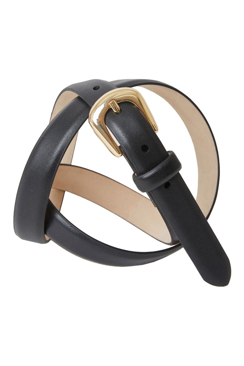 Kennedy Mini Leather Belt, Alternate, color, BLACK GOLD