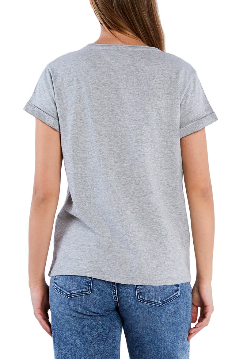 Super Star Embroidered V-Neck T-Shirt, Alternate, color, GREY/ PINK COMBO