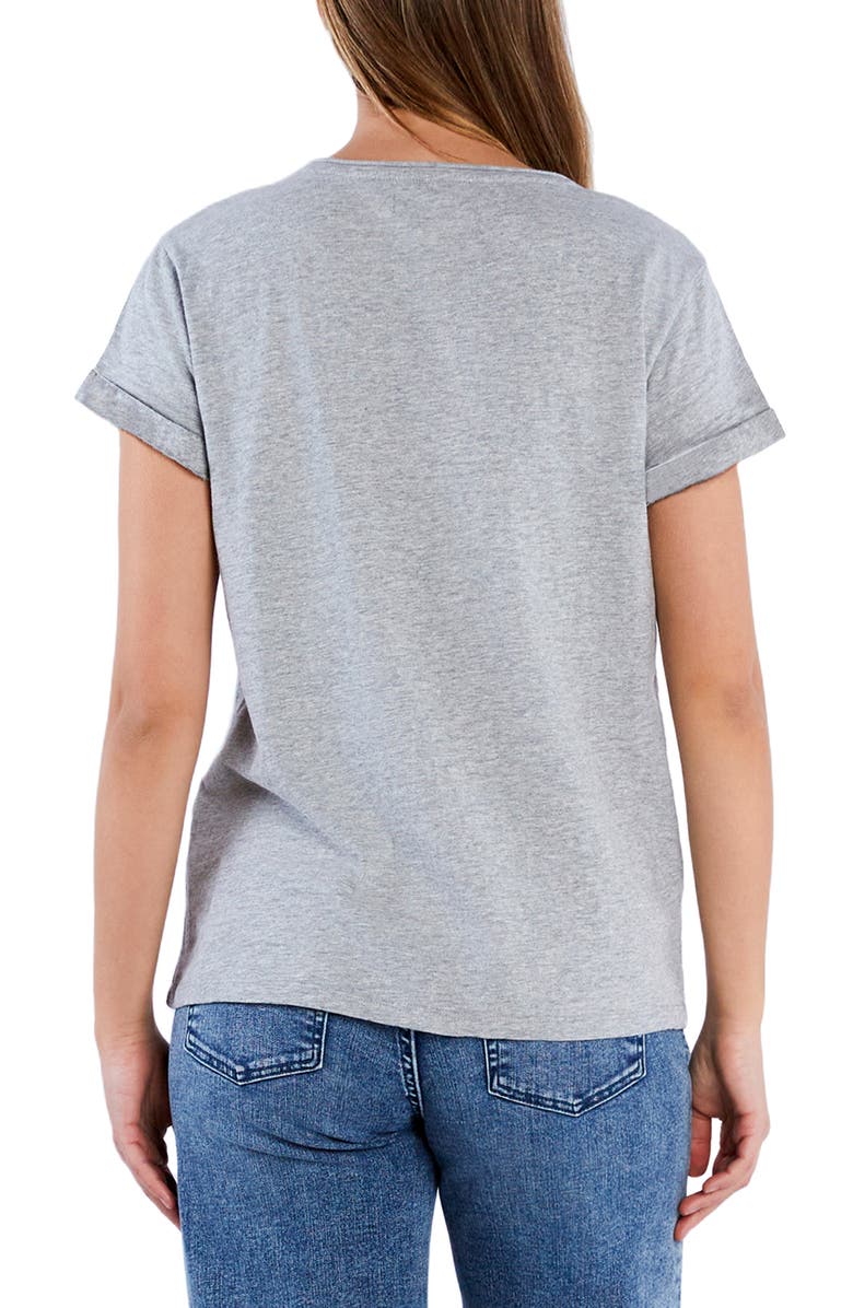 Billy T Super Star Embroidered V-Neck T-Shirt, Alternate, color, Grey/ Pink Combo