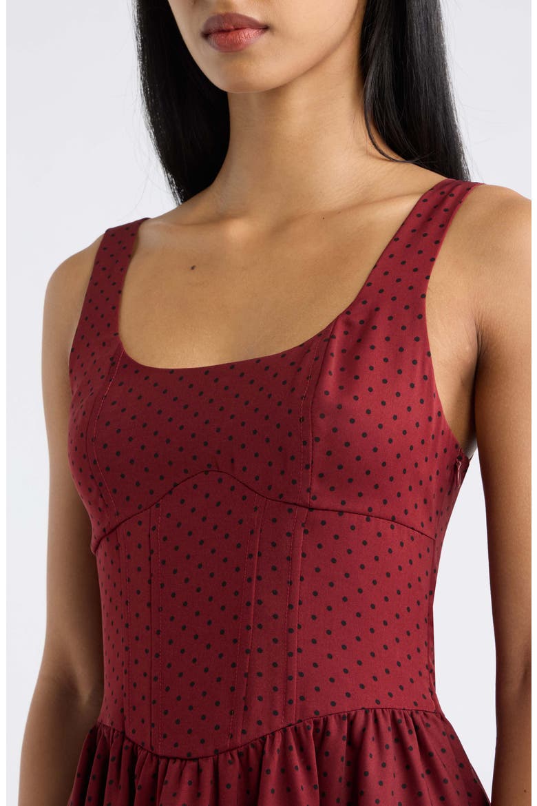 Tayla Dot Bow Back Minidress, Alternate, color, BURGUNDY