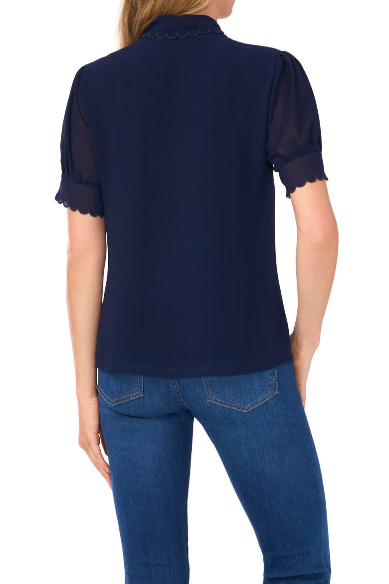 Scallop Trim Button-Up Shirt, Alternate, color, CLASSIC NAVY