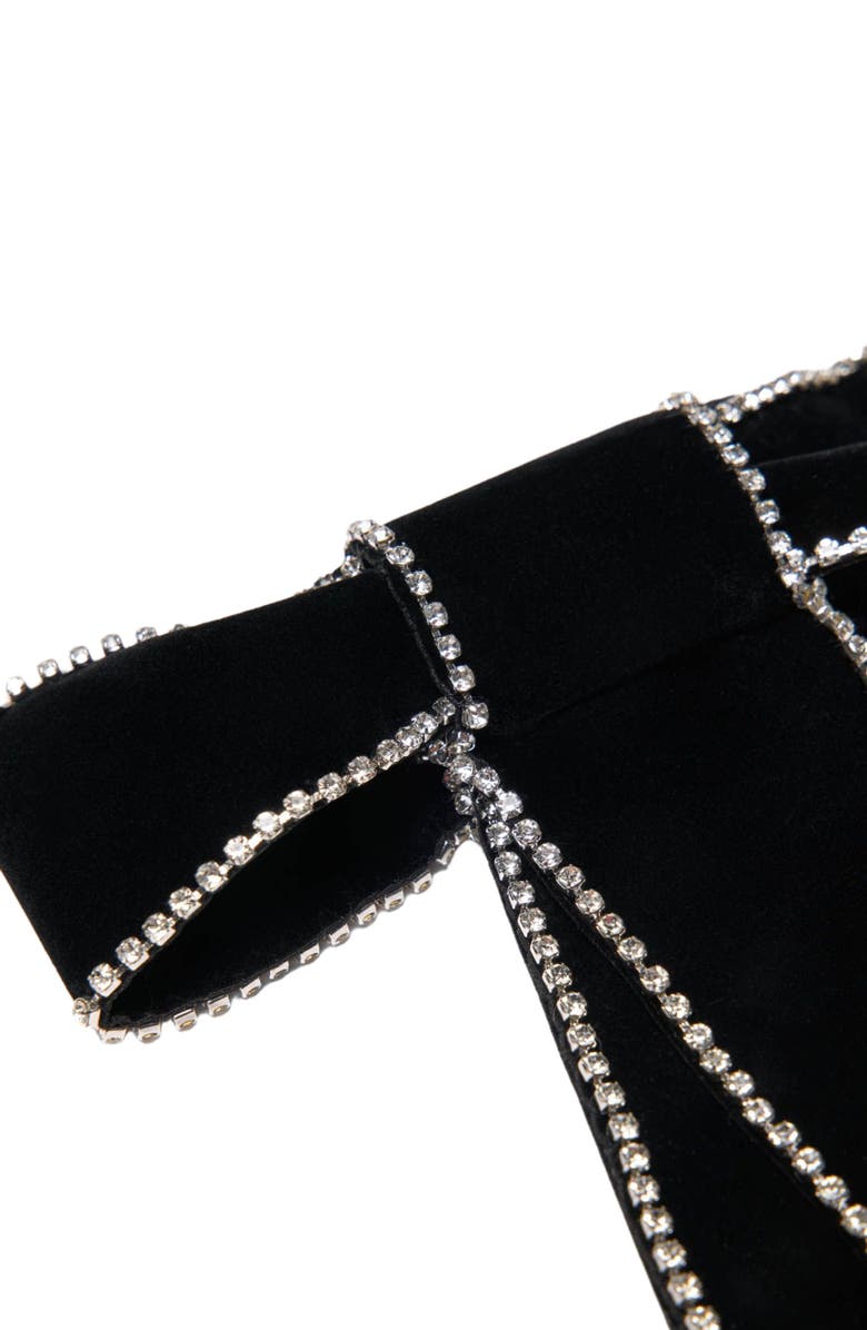 maje Rhinestone velvet bow barrette, Alternate, color, Black