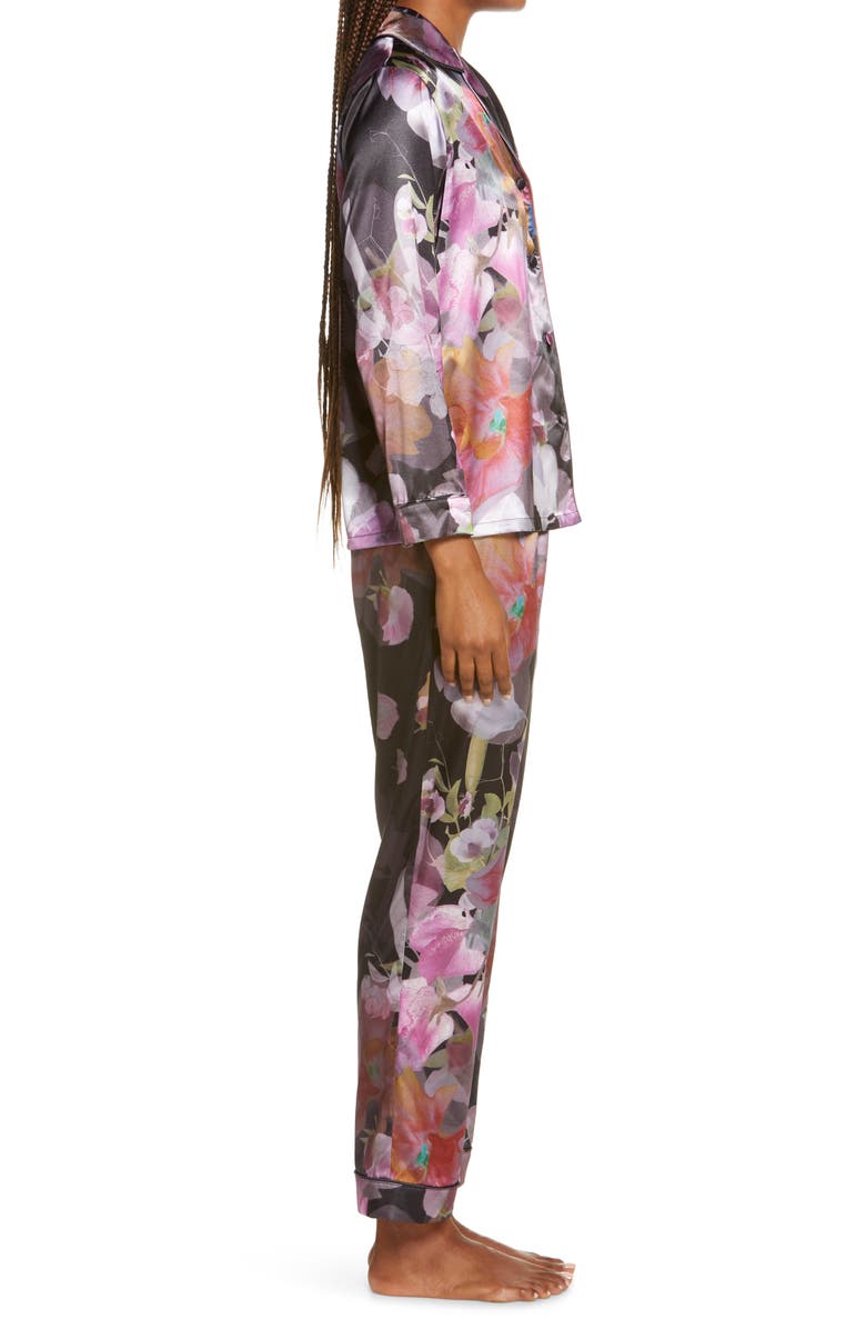 Chi Chi London Floral Pajamas, Alternate, color, Black Floral Print