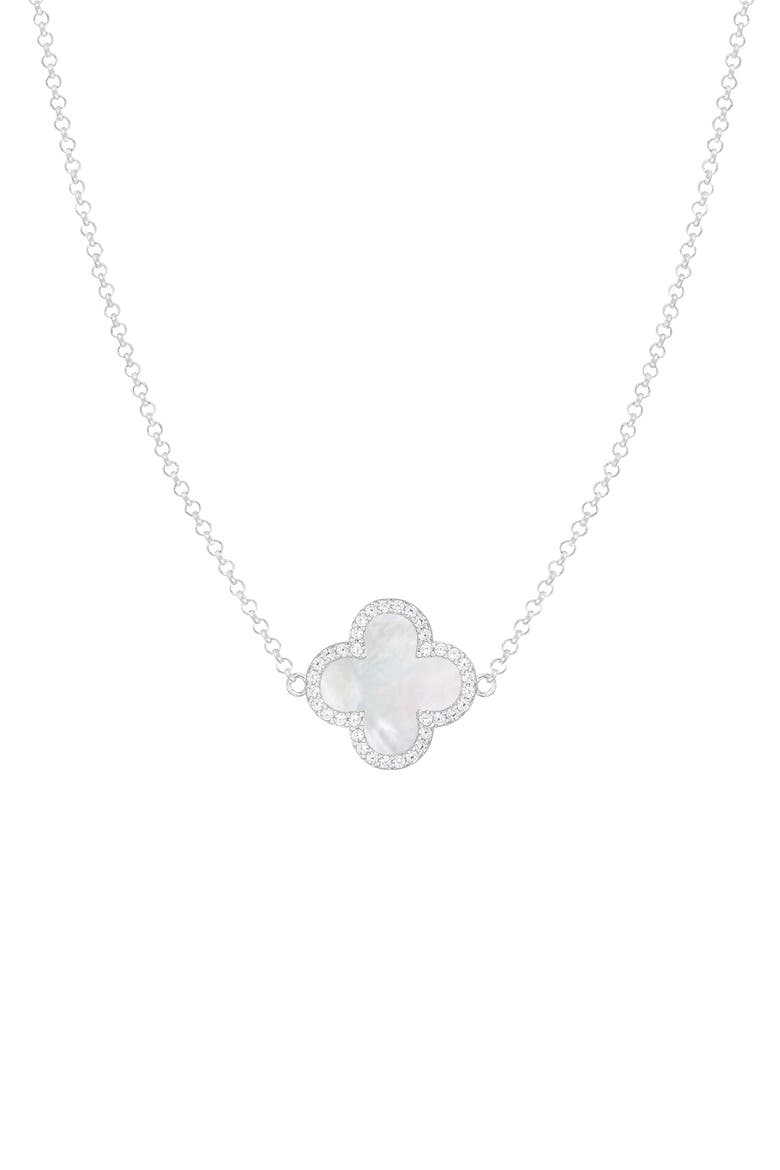 Clover Pendant Necklace, Main, color, WHITE