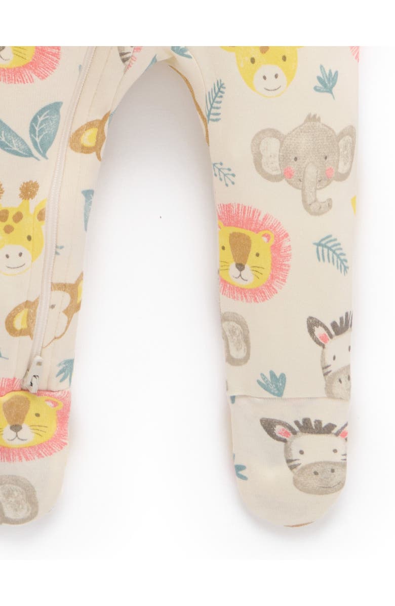 Purebaby 2 Pack Basics Printed Zip Footie Boys, Alternate, color, Savanna Friends Print