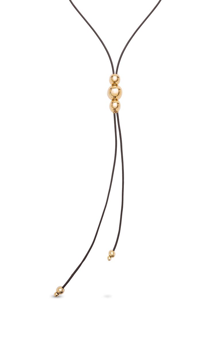UNODE50 Triple-Bead Leather Necklace, Alternate, color, Gold
