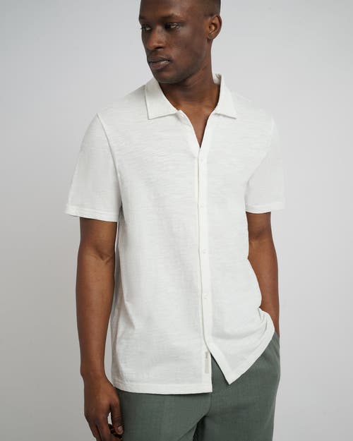 Onia Crochet Button Front Short Sleeve Sweater In White