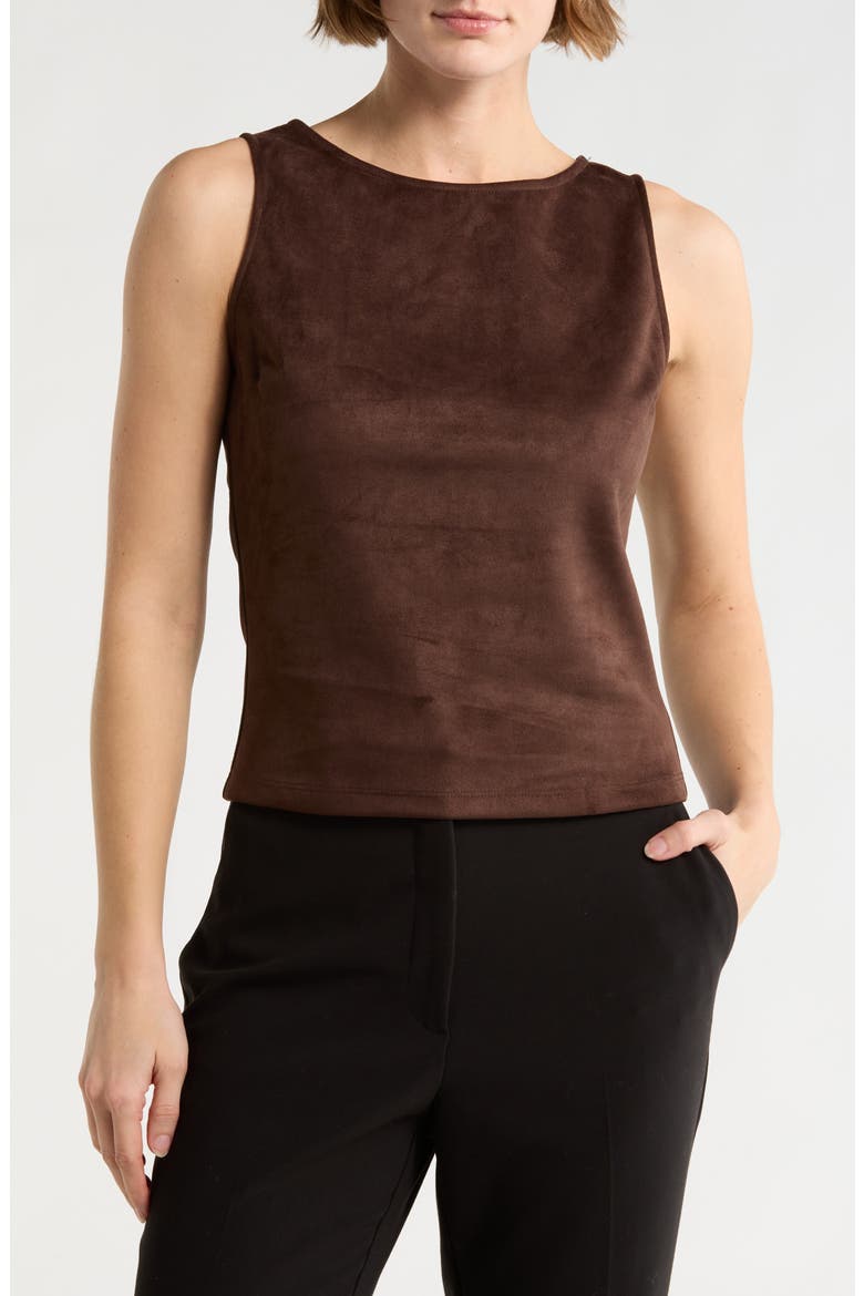 Faux Suede Sleeveless Top, Main, color, CHOCOLATE