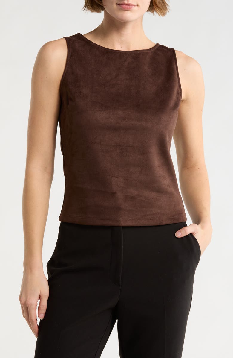 Renee C Faux Suede Sleeveless Top, Main, color, Chocolate