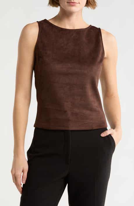 Renee C Faux Suede Sleeveless Top