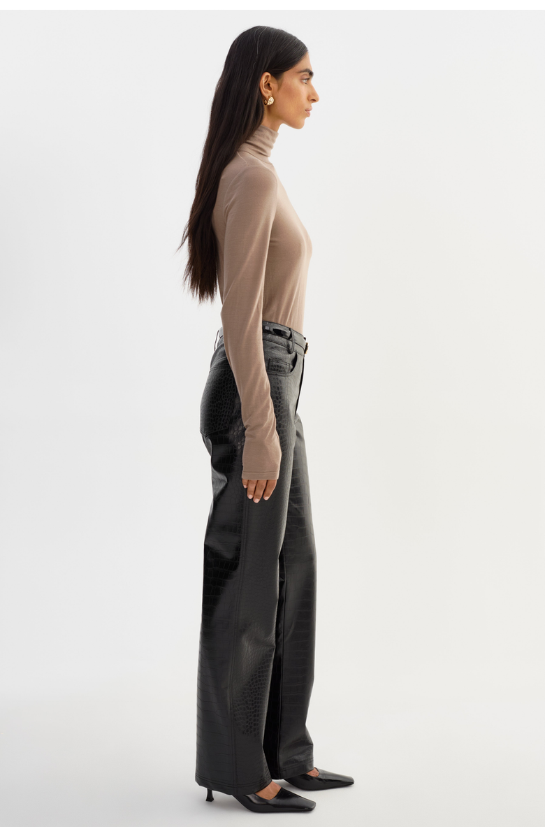 LAMARQUE Freja | Faux Leather Croco Pants, Alternate, color, Black