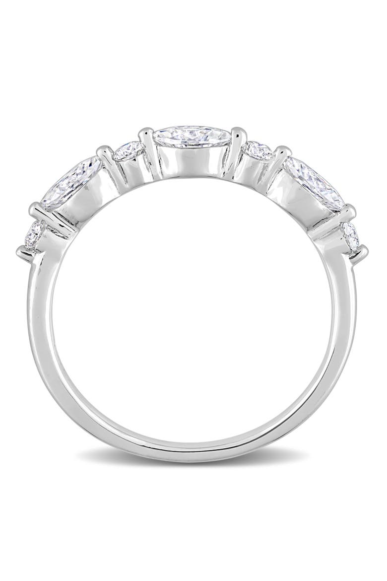 Moissanite Marquise Semi-Eternity Ring, Alternate, color, Sterling Silver