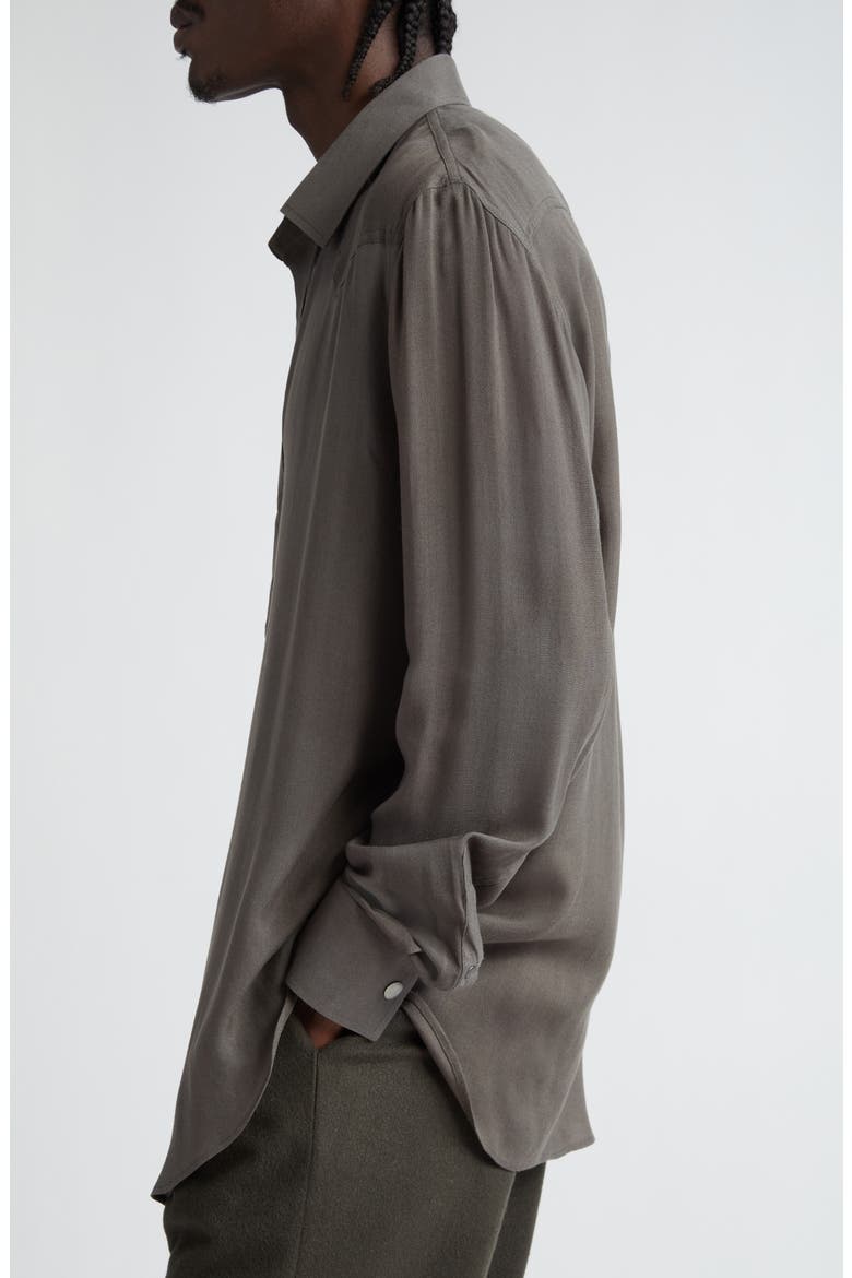 Gender Inclusive Modal & Cashmere Snap-Up Shirt, Alternate, color, BLACK OLIVE