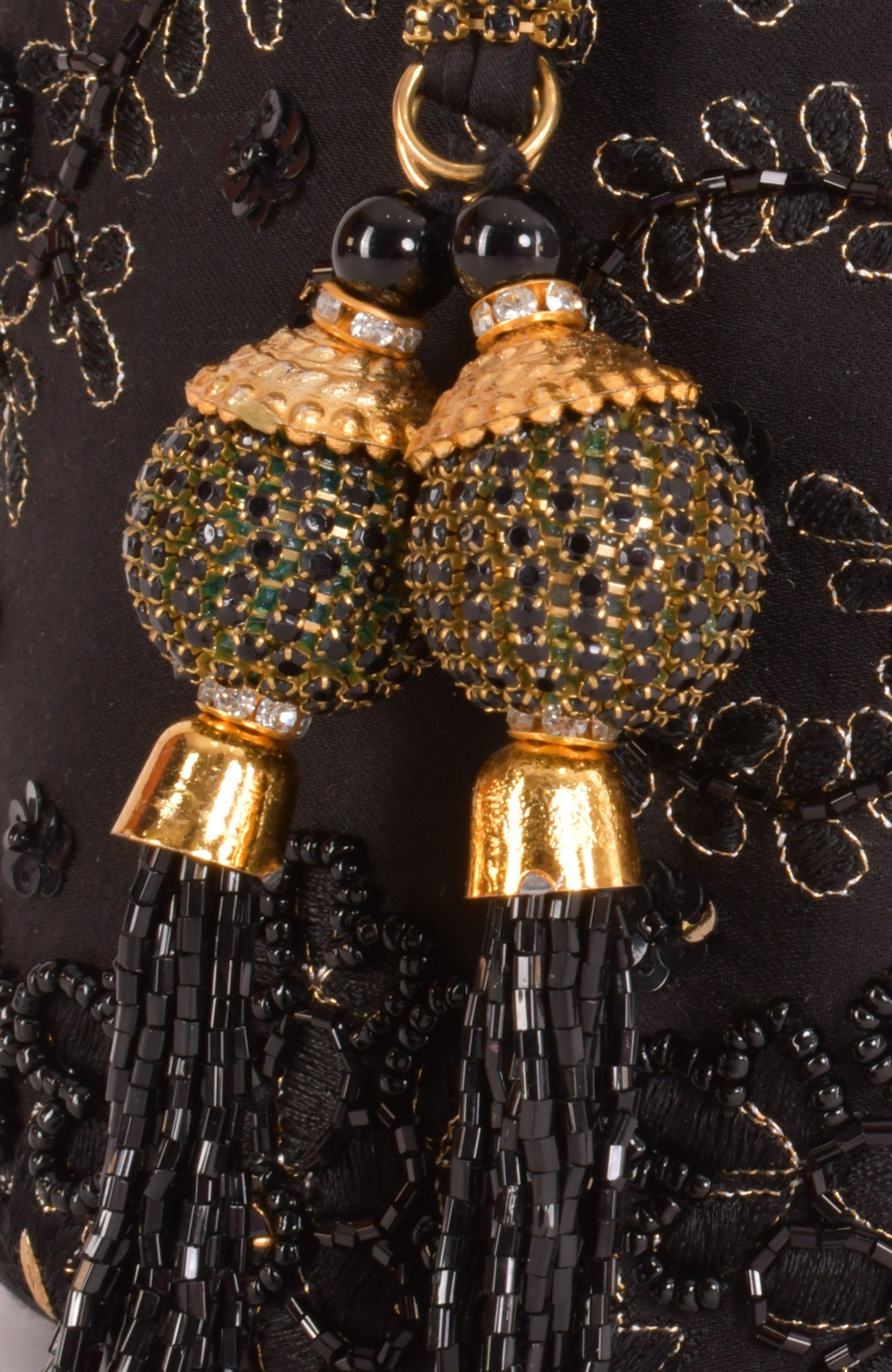 RAAS Ravina Embroidered Bucket Bag, Alternate, color, Black