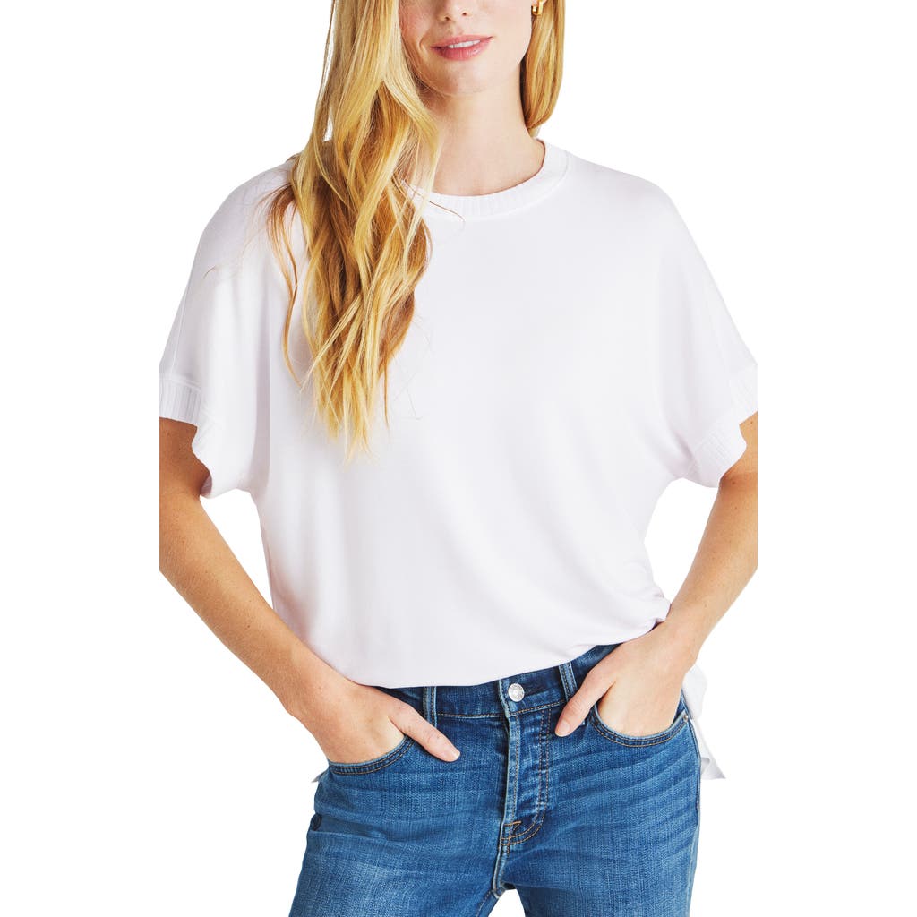 Splendid Supersoft Short Sleeve Sweatshirt In Fresh White