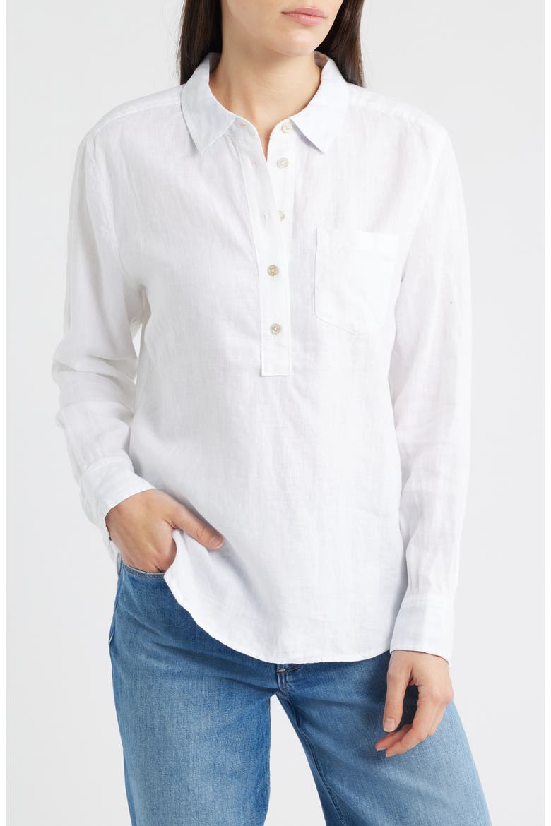 Coastalina Popover Blouse, Main, color, WHITE