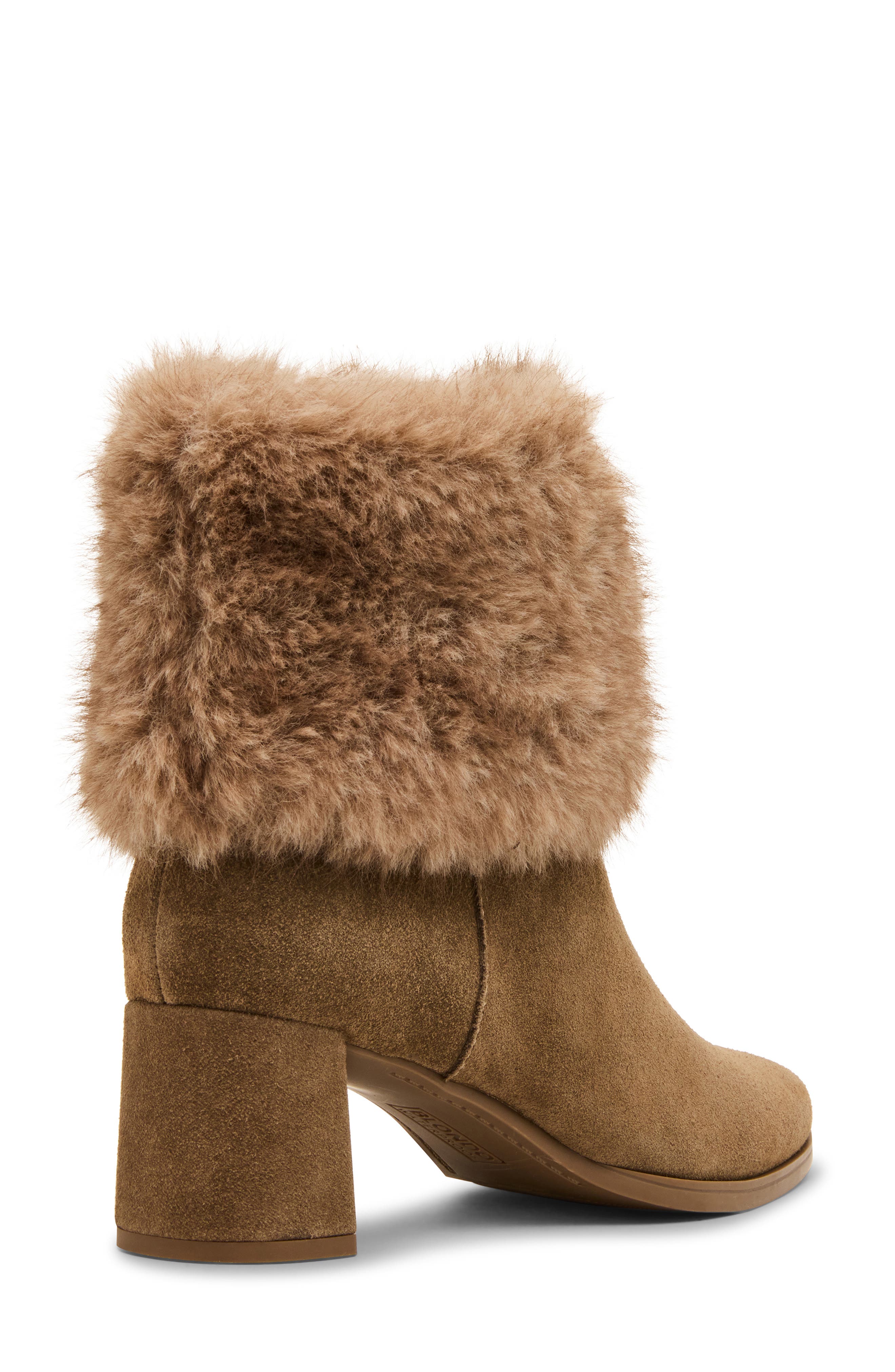 Hinata Water Resistant Faux Fur Leather Bootie, Alternate, color, TAUPE SUEDE/ FAUX FUR
