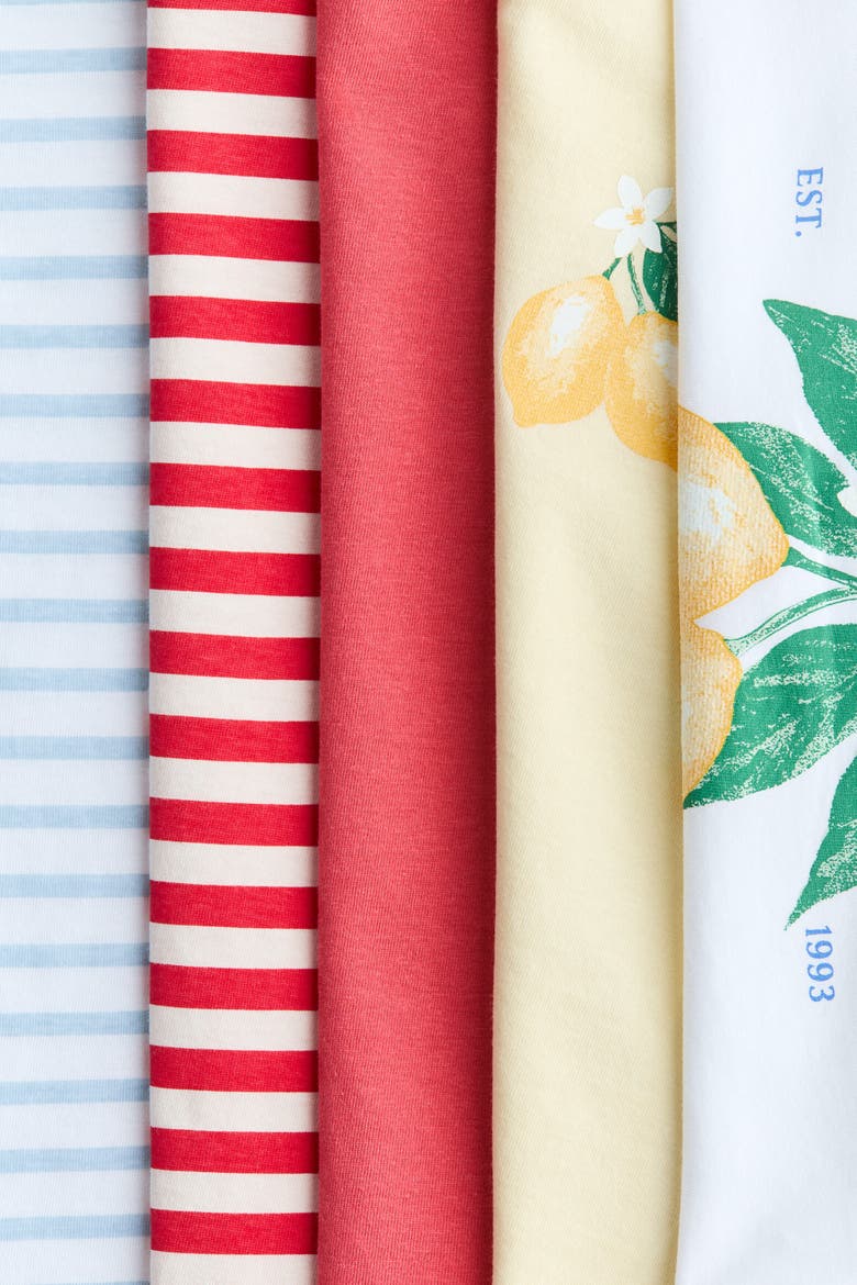 5-pack Cotton T-shirts, Alternate, color, White/Amalfi