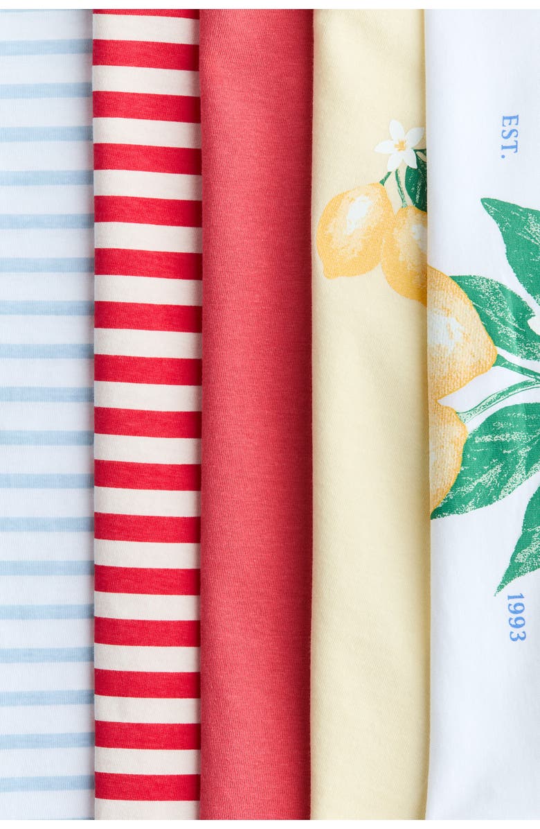 H&M 5-pack cotton t-shirts, Alternate, color, White/Amalfi