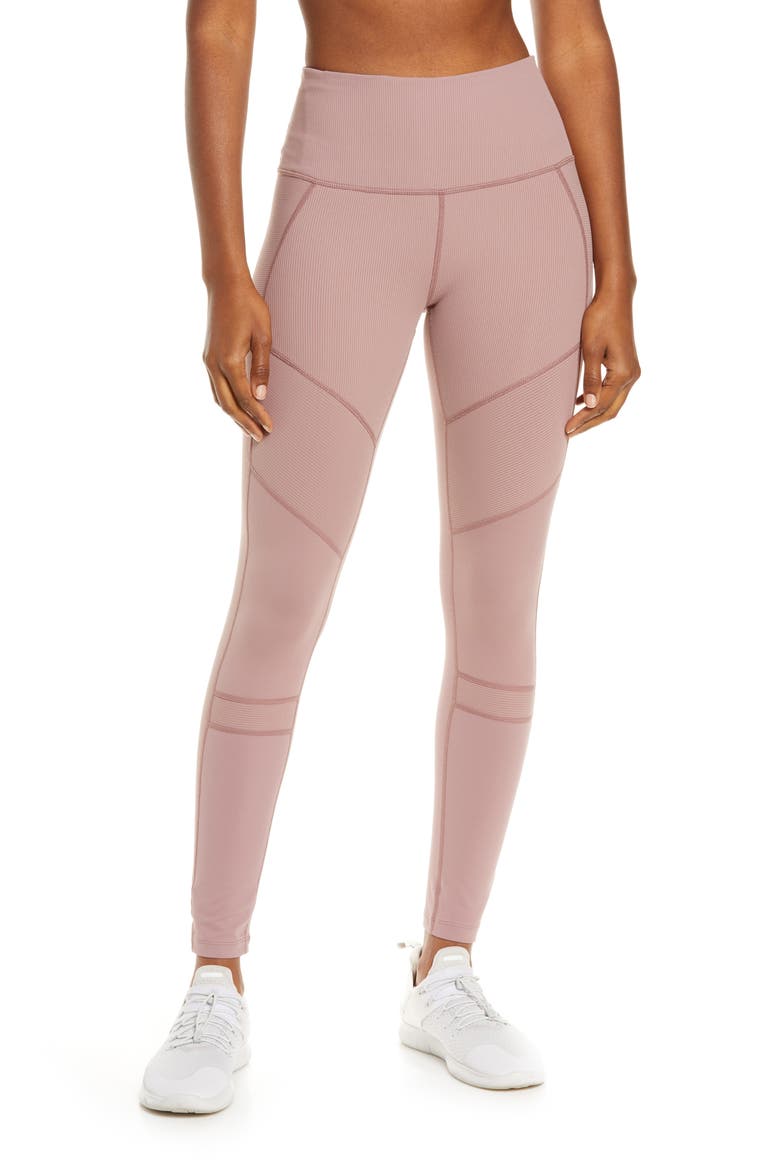 Moto Ribbed High Waist Ankle Leggings, Main, color, PURPLE MOON