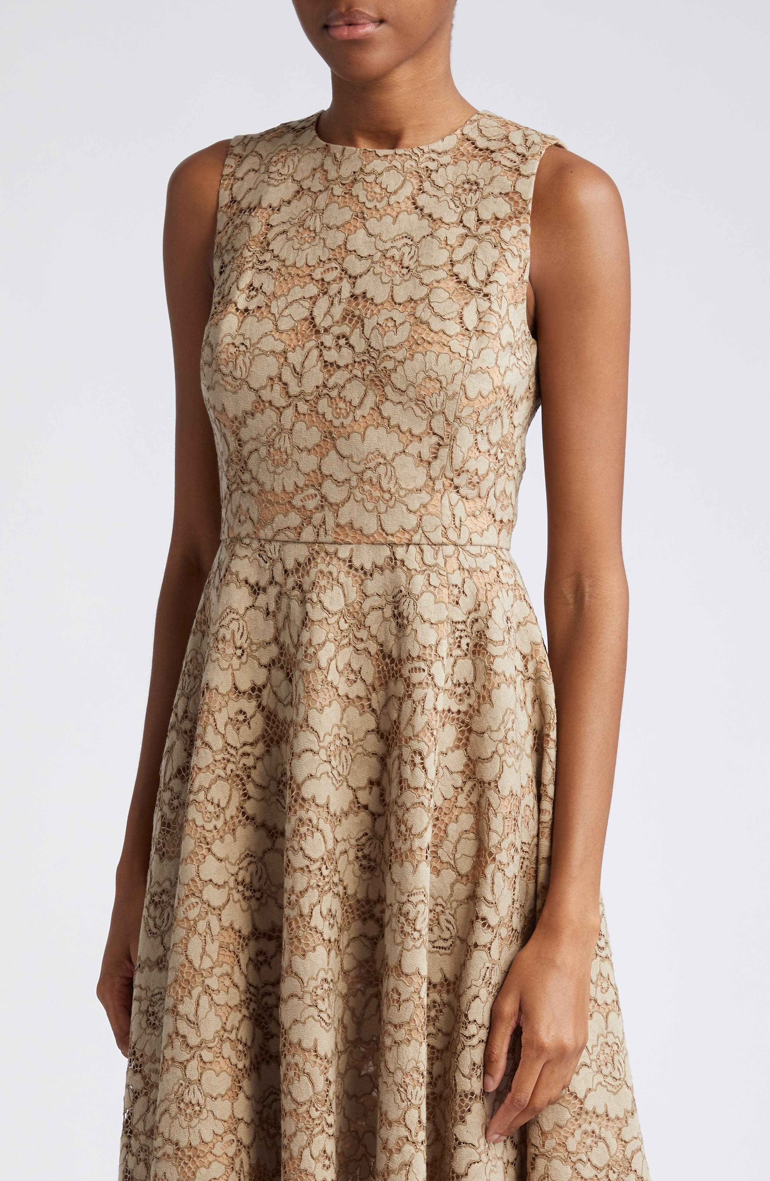 sleeveless lace fit & flare dress taffeta & lace fit-n-flare sleeveless dress Black / X-SMALL