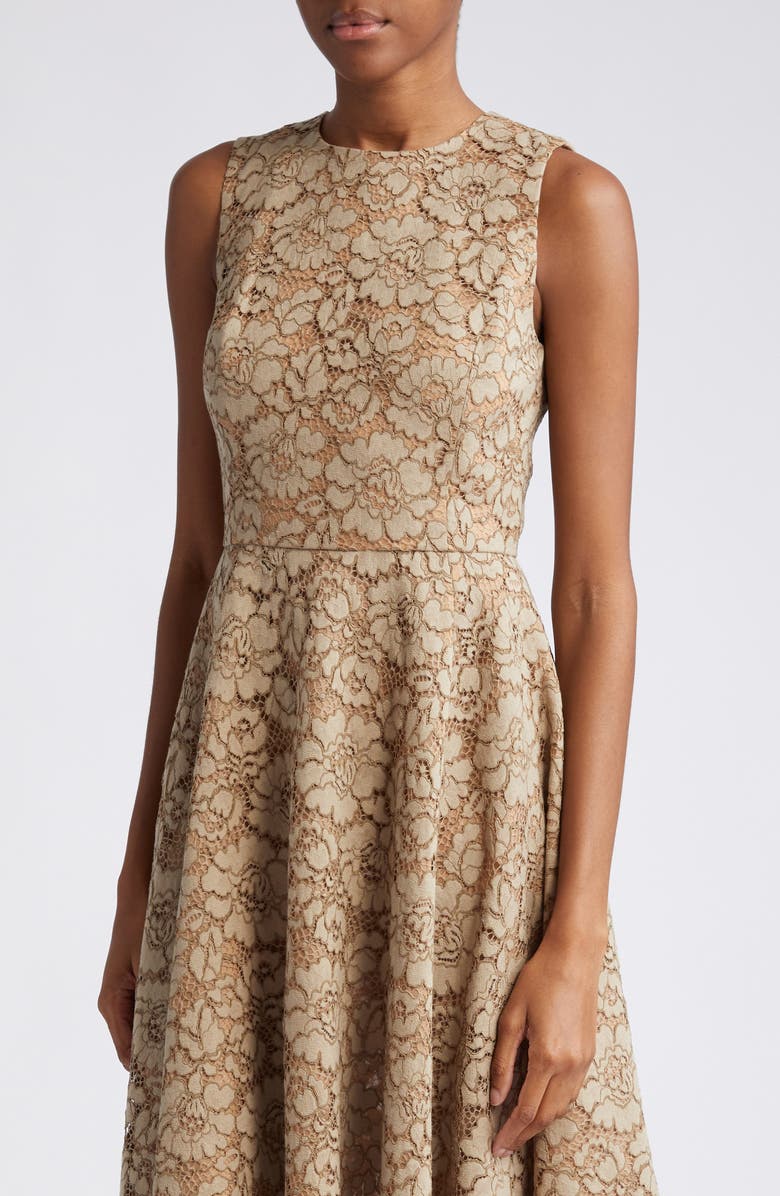 Michael Kors Collection Floral Lace Sleeveless Fit & Flare Midi Dress, Alternate, color, 
