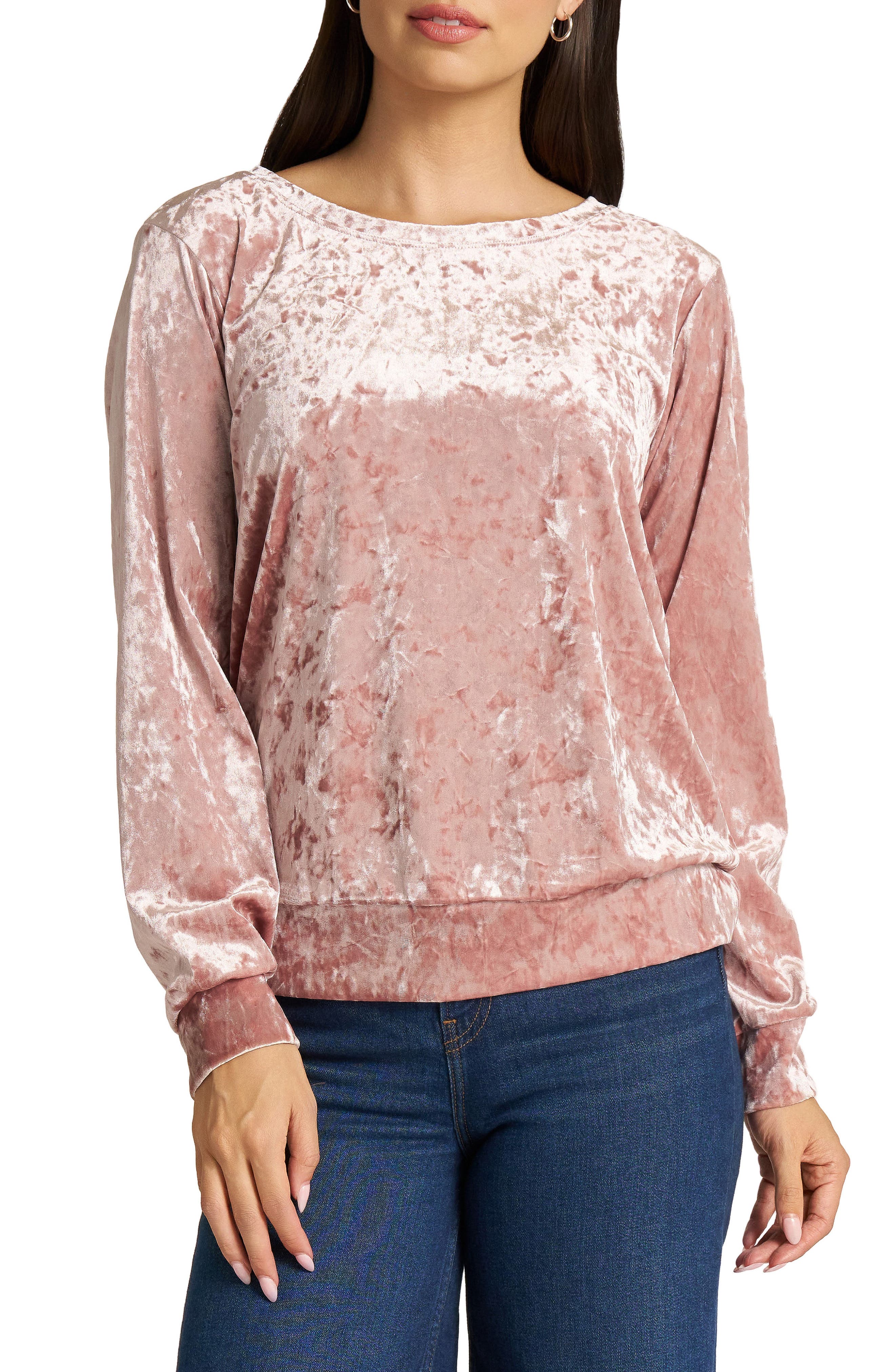 Crushed Velvet Crewneck Top