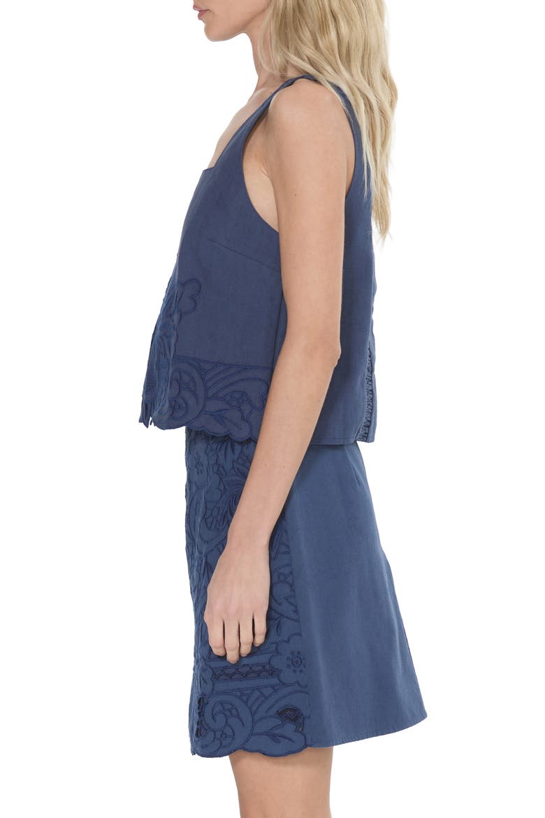 Rhea Embroidered Cotton Tank, Alternate, color, NAVY
