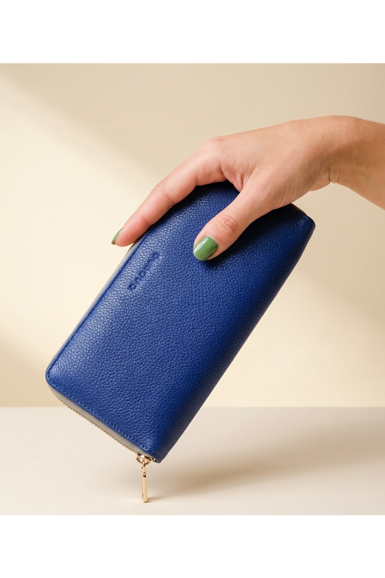 Large Zipper Wallet with Detachable Key Ring, Alternate, color, Cobalt Blue