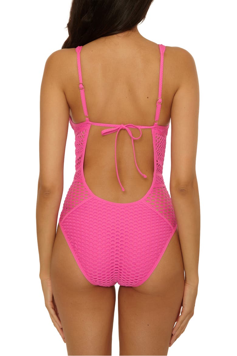 Castaway Plunge One-Piece Swimsuit, Alternate, color, ROSE BERRY
