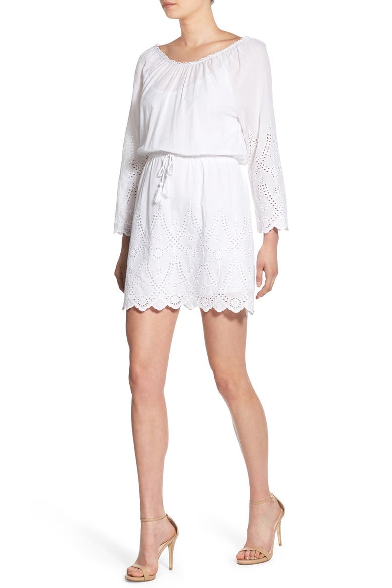 'Serena' Lace Fit & Flare Dress, Alternate, color, WHITE